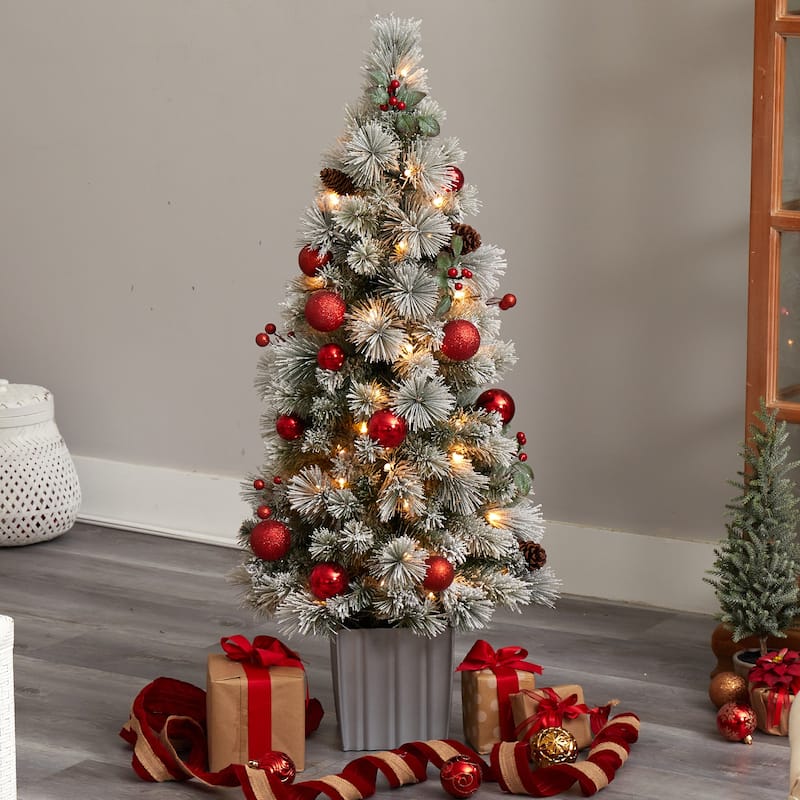 12" Holiday Winter Pinecones, Berries, Greenery and Bow Arrangement - 48