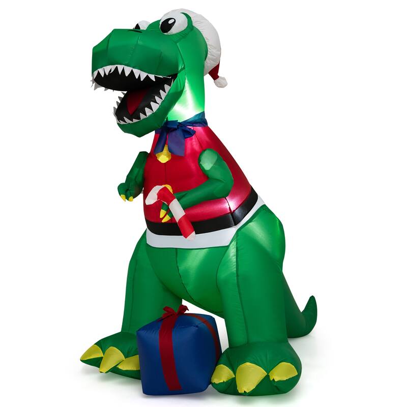 Gymax 6 FT Inflatable Christmas Dinosaur with Gift Blow Up Christmas - See Details