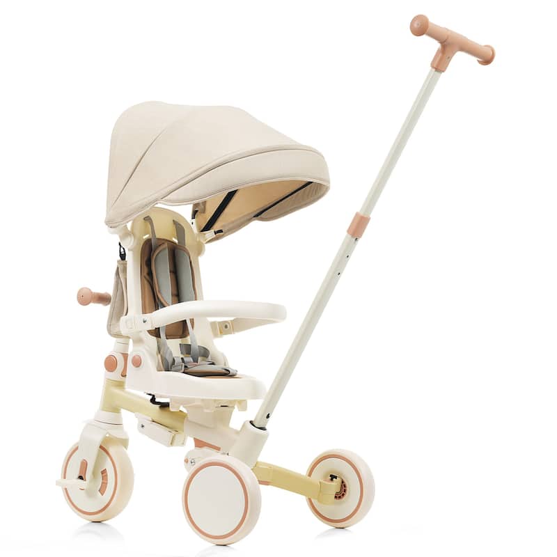 7 In 1 Baby Tricycle, Foldable Toddler Tricycle With Removable And Adjustable Parent Handle,For 12-72 Months