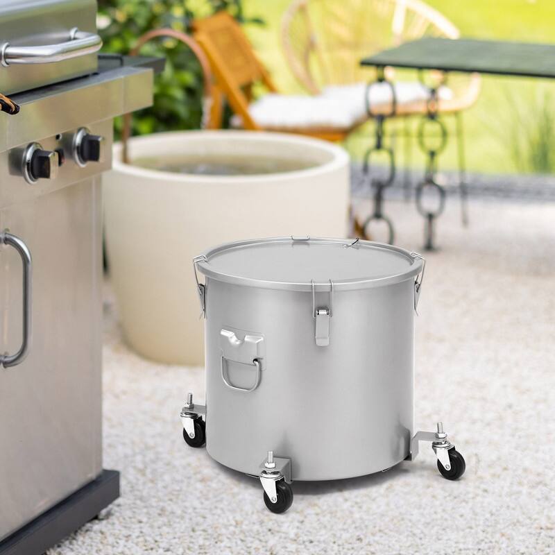 10 Gallon Fryer Oil Disposal Carbon Steel Fryer Grease Bucket With Caster Base - N/A