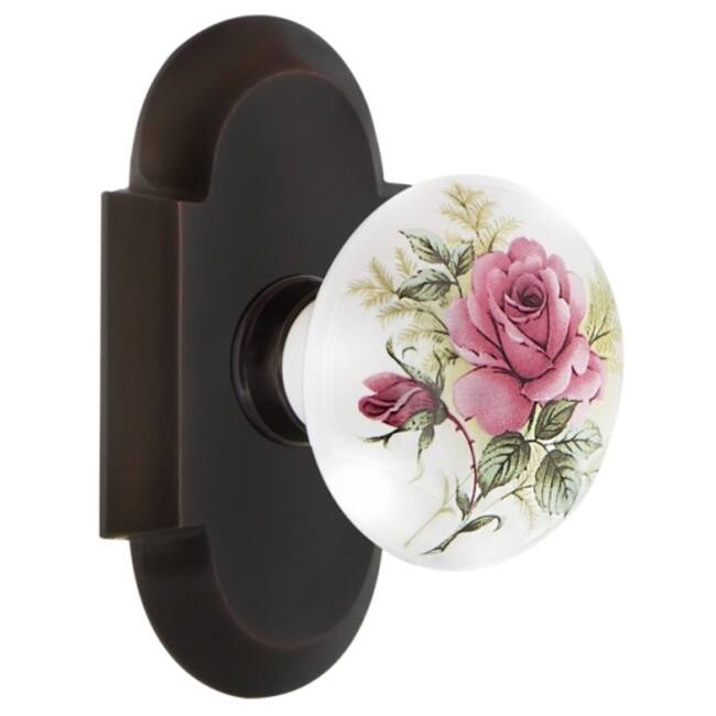 Nostalgic Warehouse Vintage Porcelain Painted Rose Dummy Door Knob Set