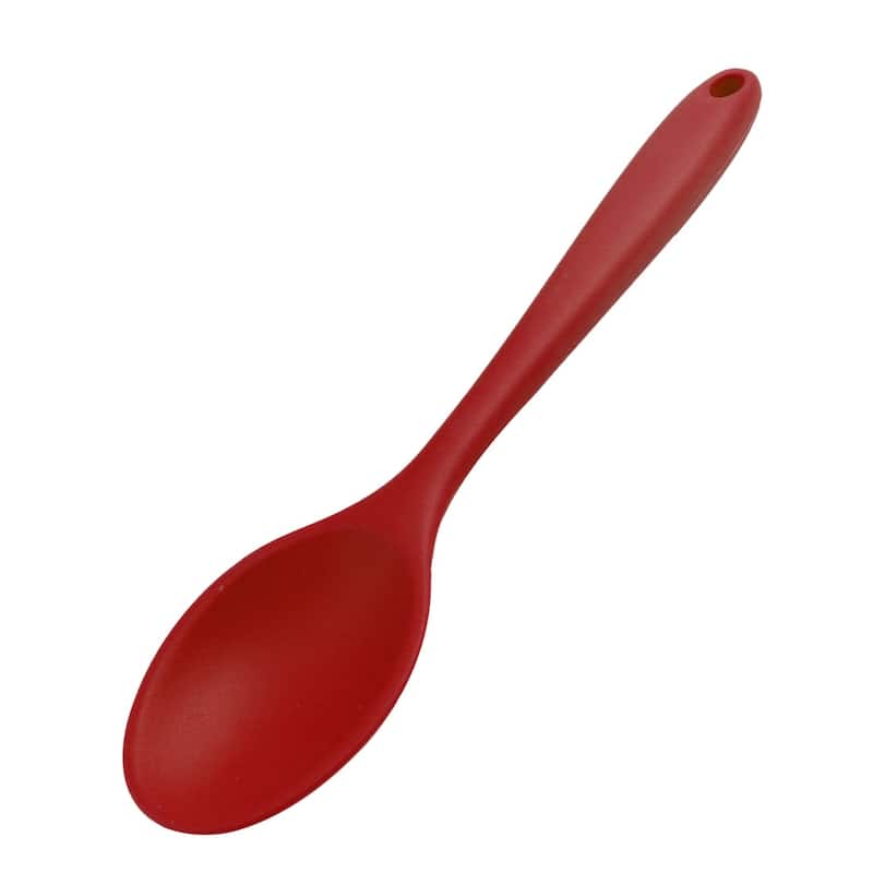 Silicone Dinner Spoon Table Spoon Dessert Spoon Utensils - Red - 7.9" x 1.8"(L*W)