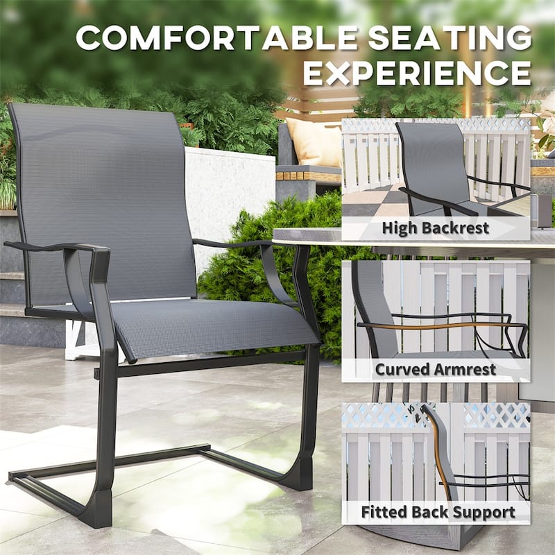 Metal Outdoor Chairs Set of 2 with Breathable Mesh and Swing - 23.6" W x 27.4" D x 39" H