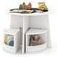 preview thumbnail 1 of 8, Gymax 5-PC Kids Table & Chair Set w/Writable Blackboard&Storage Stools White