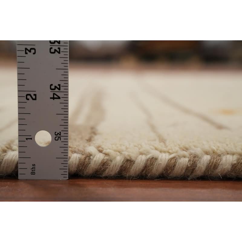 Hand Knotted Oriental 100% Wool Carpet Tribal Modern Beige & Ivories Gabbeh Area Rug - 7' 7'' X 5' 4''