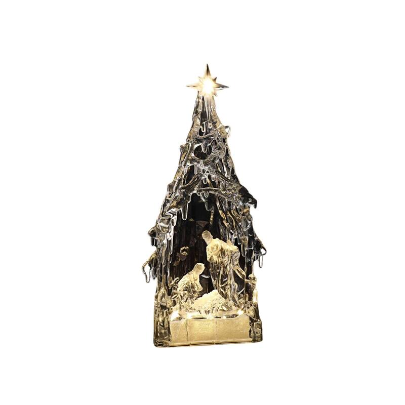 Set of 2 Clear and Gold LED Lighted Holy Family Christmas Nativity Figures 13.75"