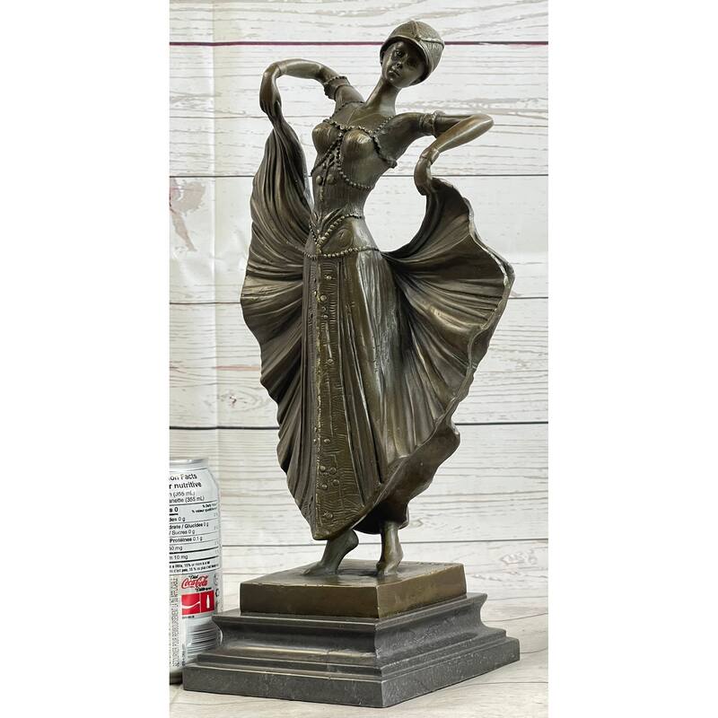 Art Deco Chiparus French Dancer Performer Early 20Th Century Fashion Bronze Statue 15 Inches X 9 Inches