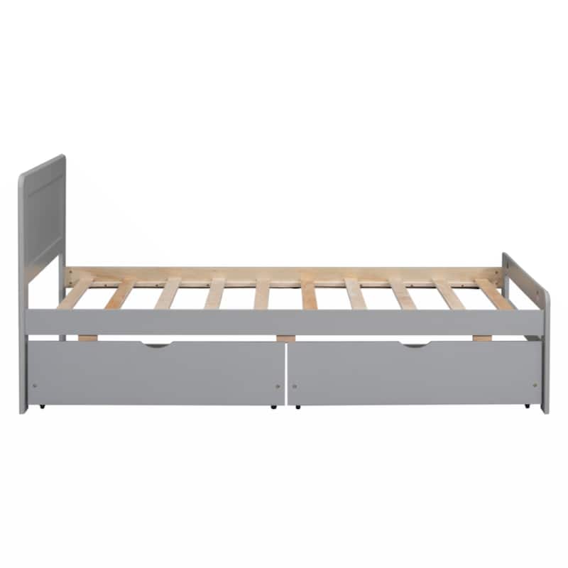 Modern Design Twin Size Platform Bed Frame with 2 Drawers