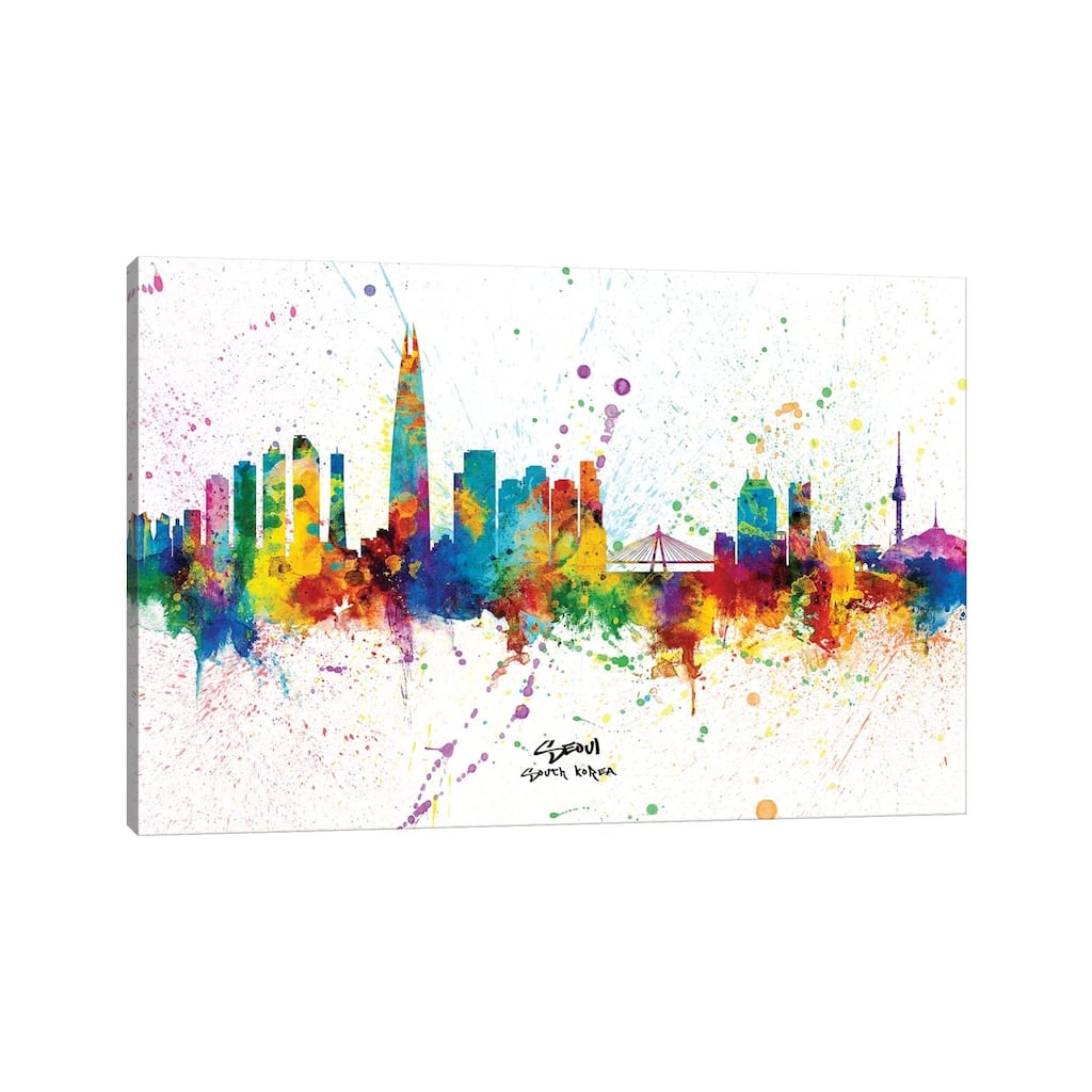iCanvas "Seoul South Korea Skyline Splash" by Michael Tompsett Canvas Print