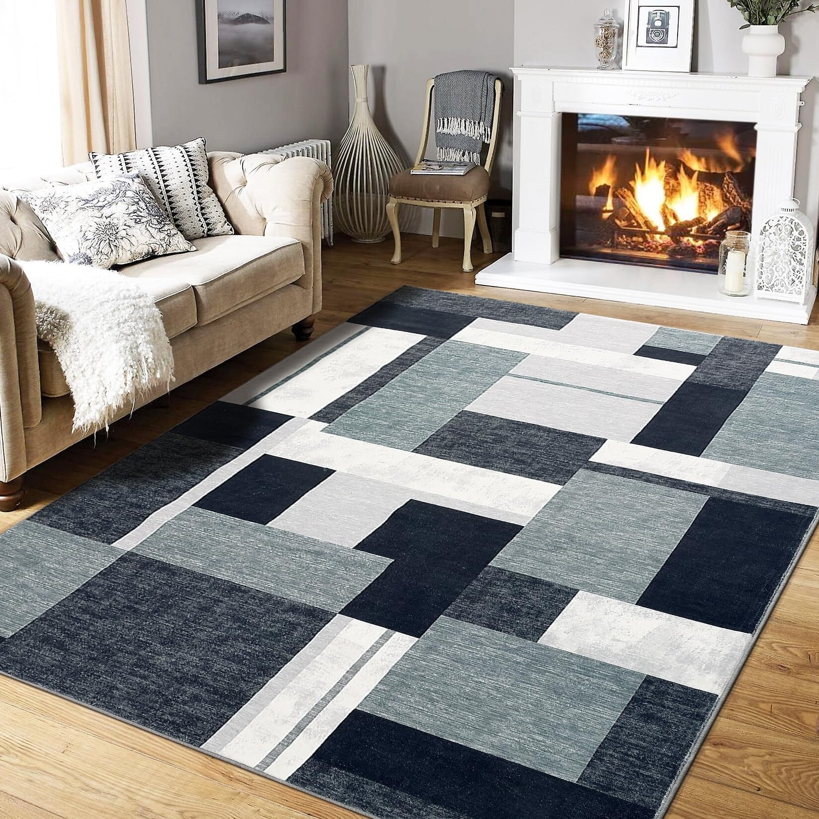 Washable Area Rug 9x12 Rug for Living Room Modern Geometric Large Area Rug  - Bed Bath \u0026 Beyond - 42631911, image size:1650x1650