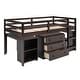 preview thumbnail 30 of 49, Low Study Twin Loft Bed with Cabinet and Rolling Portable Desk, White