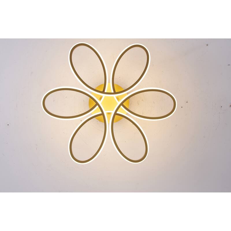 6-Light Dimmable Brass LED Flush Mount With White Acrylic Diffusers