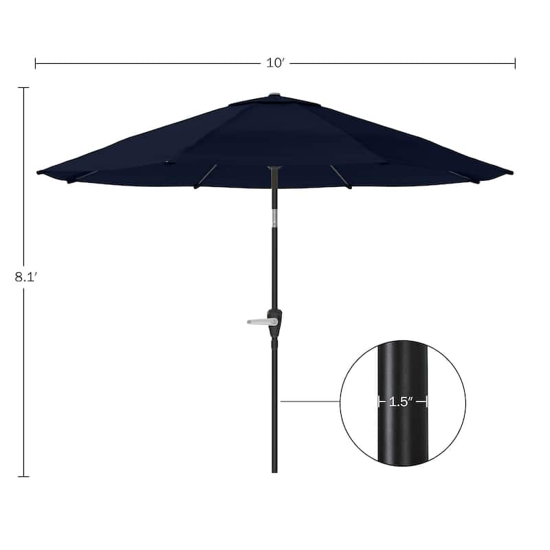 Patio Umbrella with Auto Tilt - 10FT Easy Crank Outdoor Umbrella with Vented Canopy by Pure Garden (Navy)