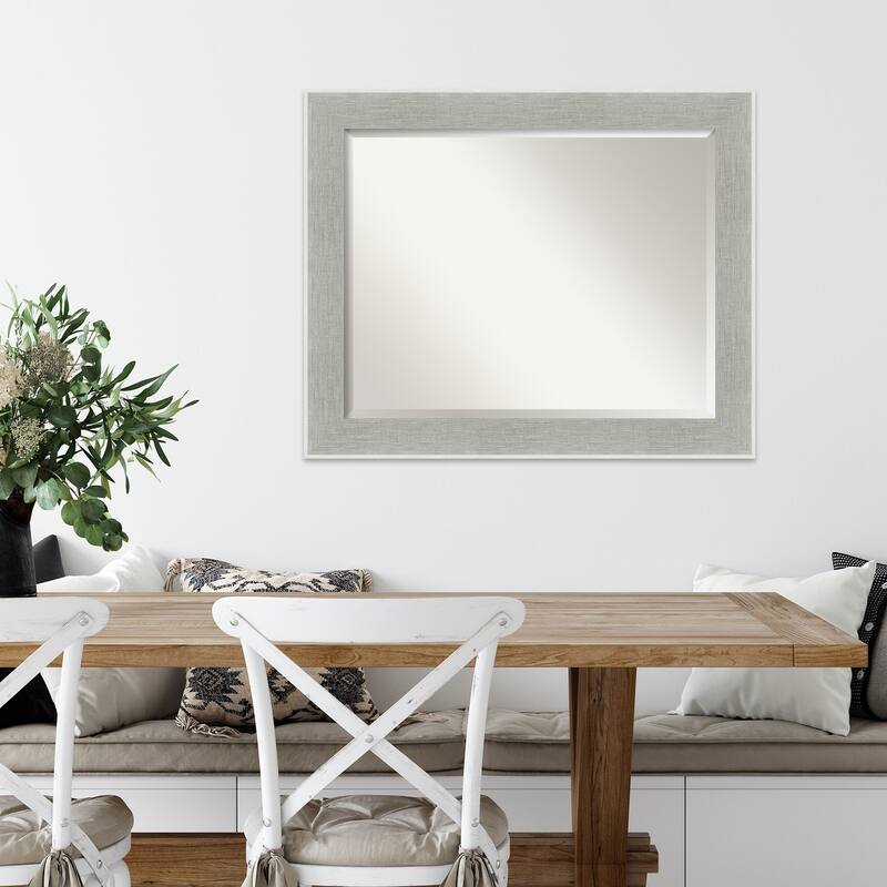 Beveled Wall Mirror - Glam Linen Grey Frame - Glam Linen Grey
