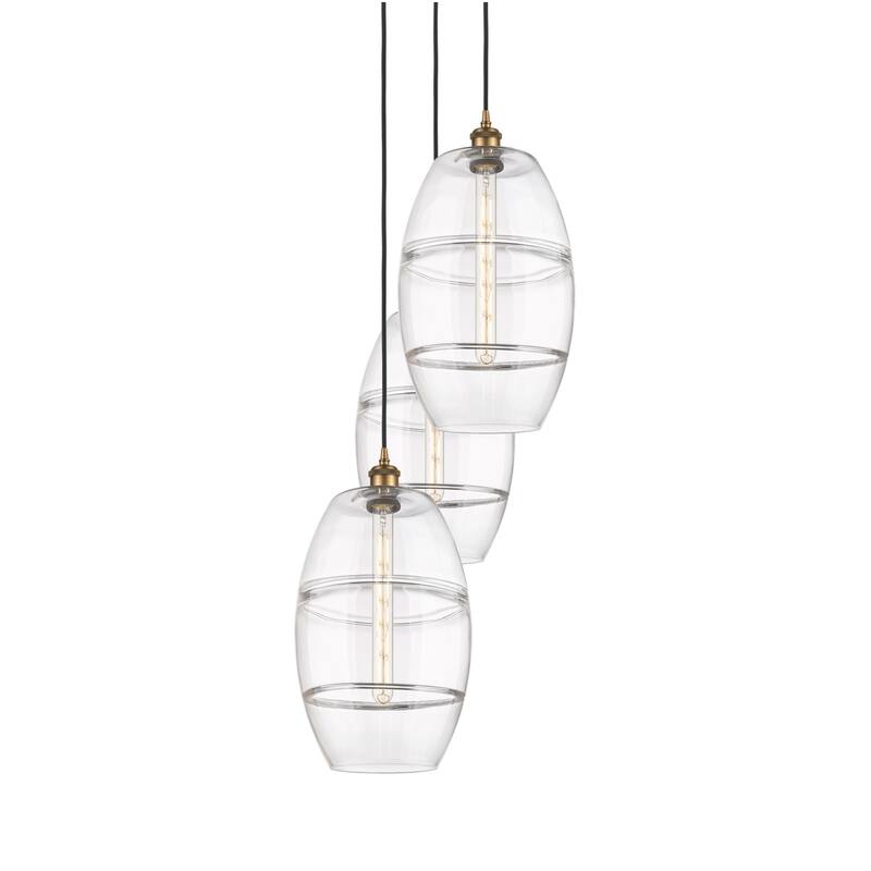 Innovations Lighting 113B-3P-56-17 Vaz Pendant Vaz 3 Light 17" Wide - Brushed Brass / Clear
