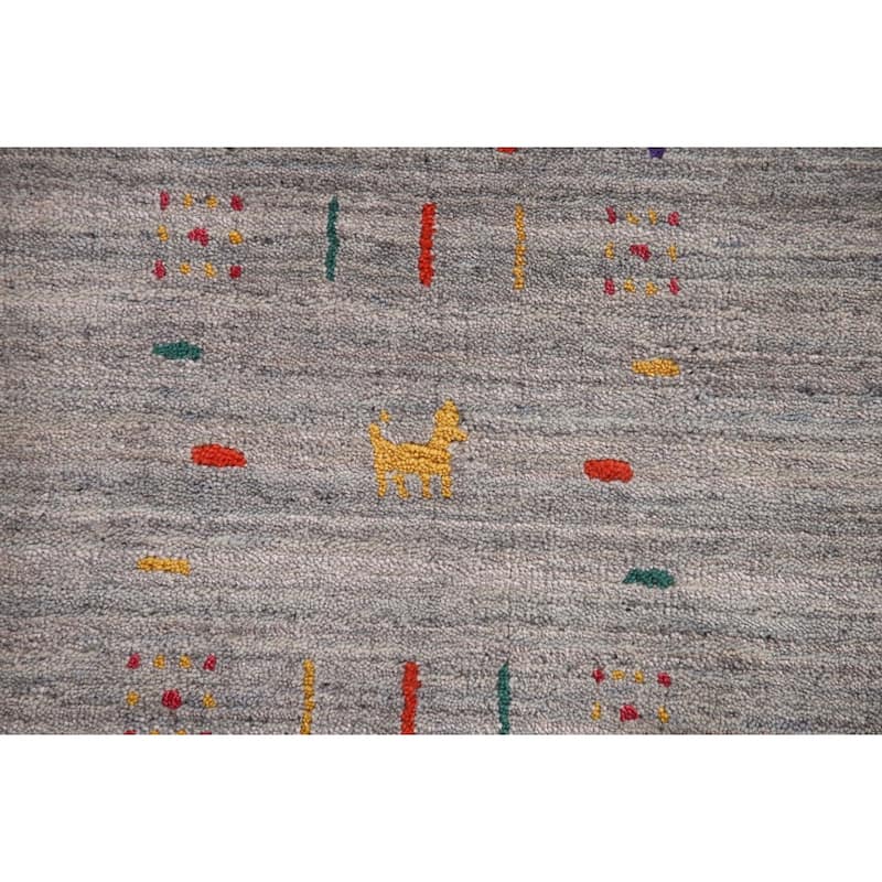 Stripe / Tribal Gabbeh Oriental Area Rug Handmade Silk Carpet - 9'2" x 11'6"