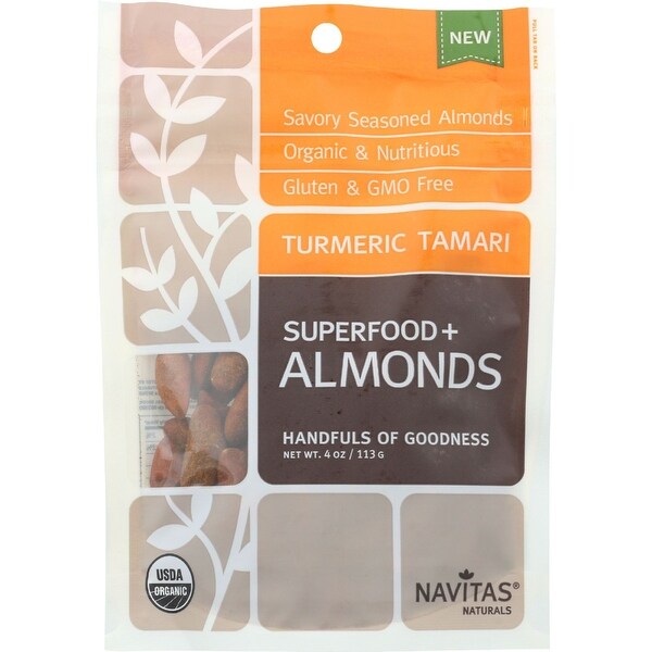 Navitas Naturals Almonds - Organic - Superfood Plus - Turmeric Tamari - 4 oz - case of 12