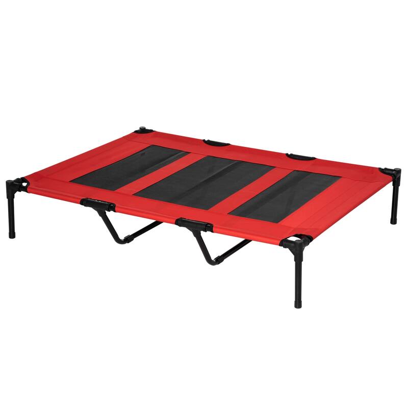 Elevated Raised Cooling Cots Bed for Large Dogs Portable Indoor & Outdoor Pet Hammock w/ Carry Bag Metal Frame Breathable Mesh