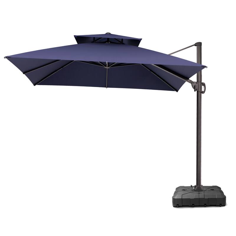 Pellebant Outdoor 10x10 FT Square Cantilever Patio Umbrella 360 Degree Rotation with HDPE Base