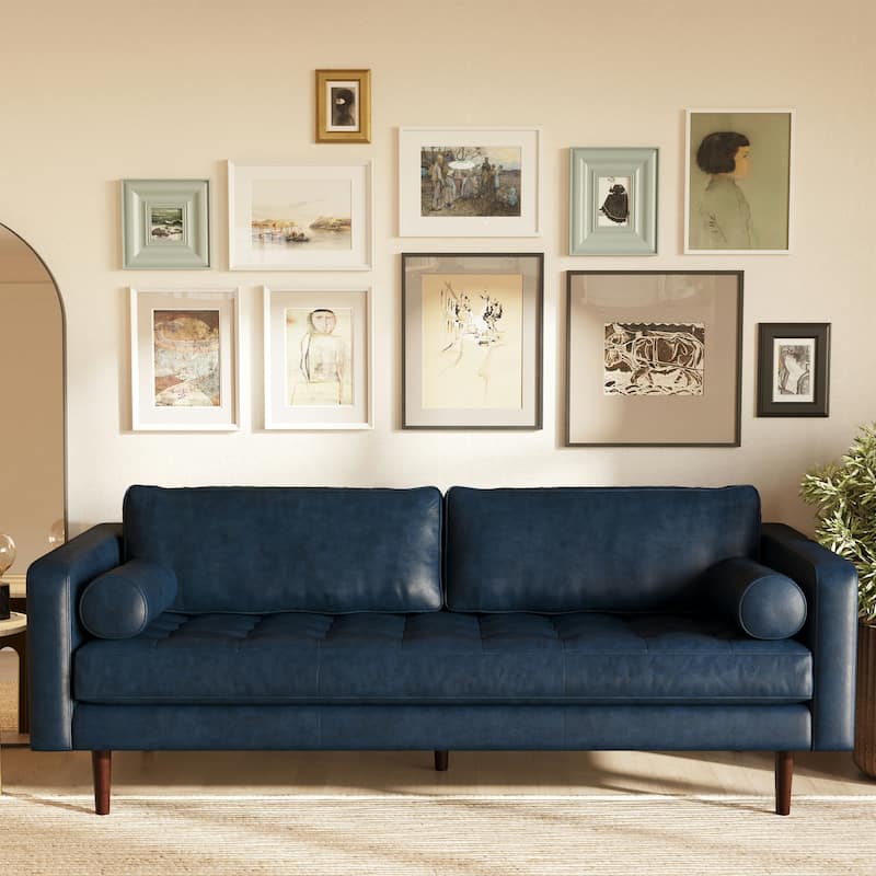 Poly & Bark Napa 88.5" Sofa - Genuine Italian Leather - Midnight Blue