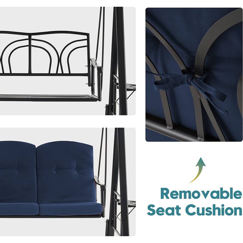 MCombo 3 Seat Patio Swings with Canopy, Adjustable Canopy Swing Sets for Backyard, Poolside, Balcony 4092