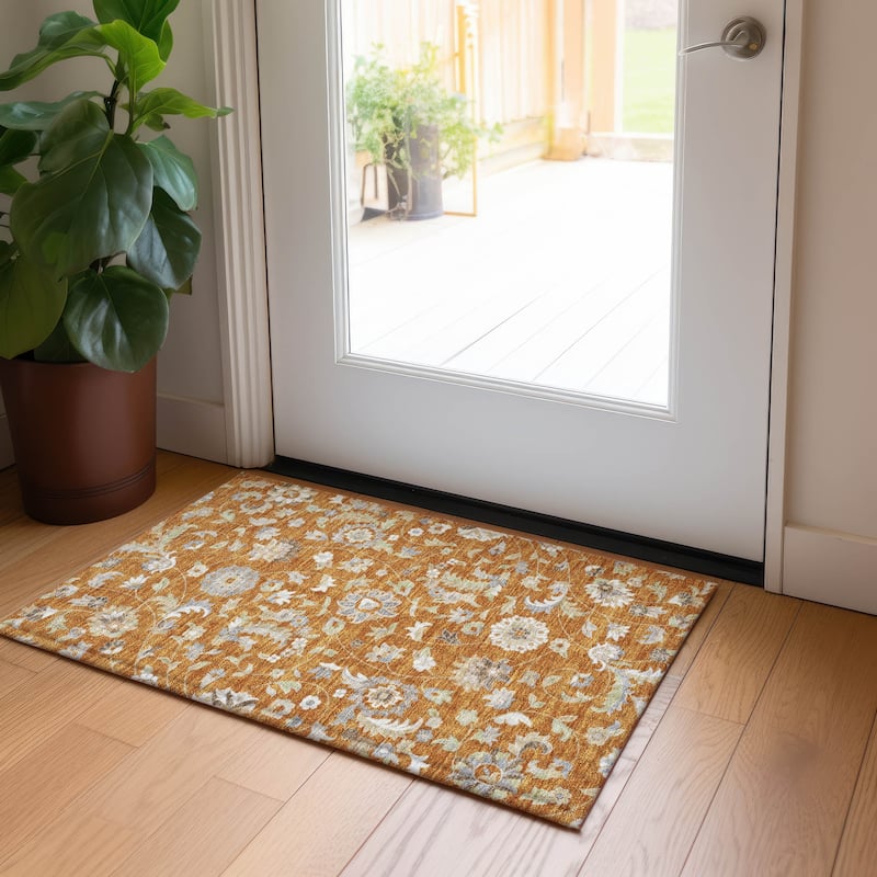 Machine Washable Indoor/ Outdoor Traditional Chantille Rug
