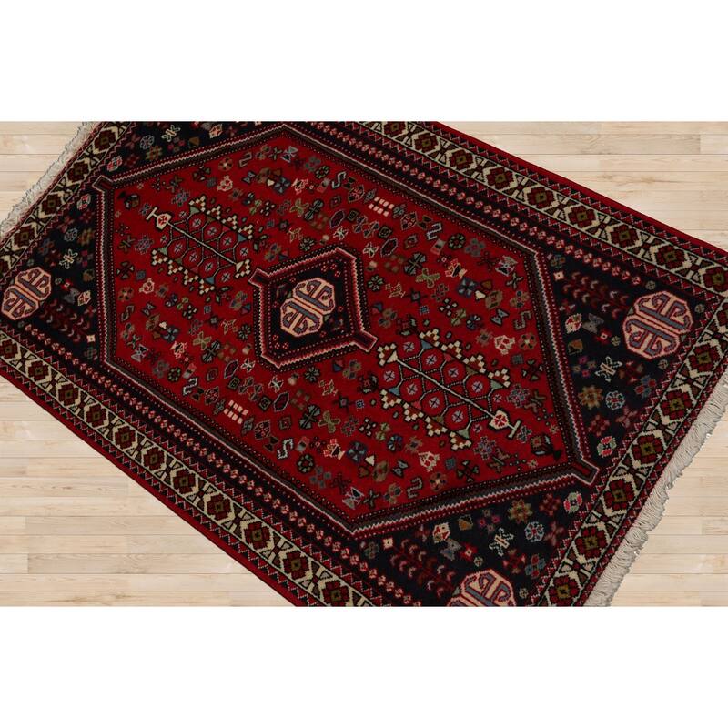 2'9''x4'7'' Hand Knotted Wool Red Abadeh Traditional Rug - 2' 9'' x 4' 7''