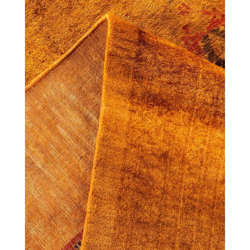 Overton Handknotted Wool Vintage Inspired Contemporary Overdyed Yellow Area Rug - 16' 0" x 12' 4"