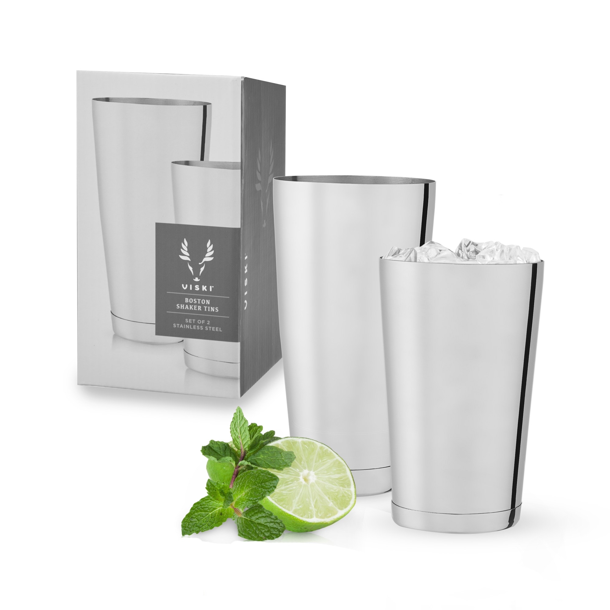 Viski Silver Heavyweight Cocktail Shaker, Stainless Steel Drink