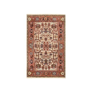 Shahbanu Rugs Ivory, Soft Wool Hand Knotted, Heriz Revival with ...