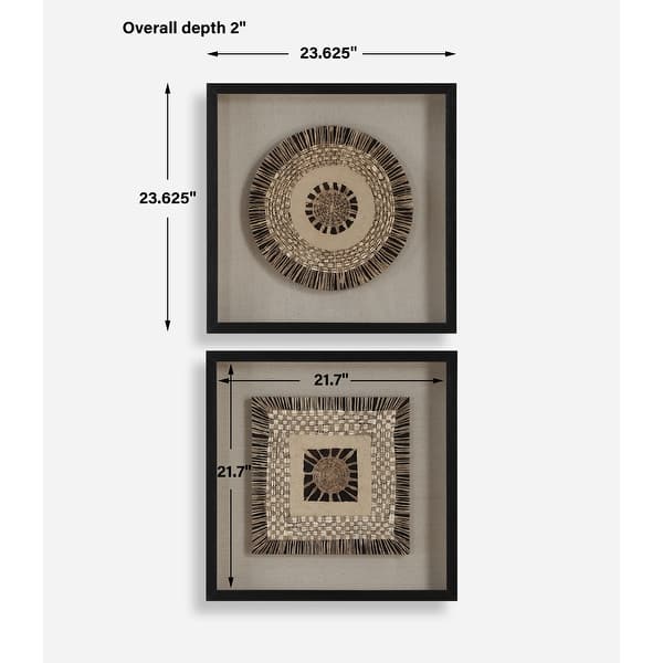 Uttermost Intertwine Knit Paper Shadow Box, Set of 2 - 23.625"H x23.625"W x 2"D