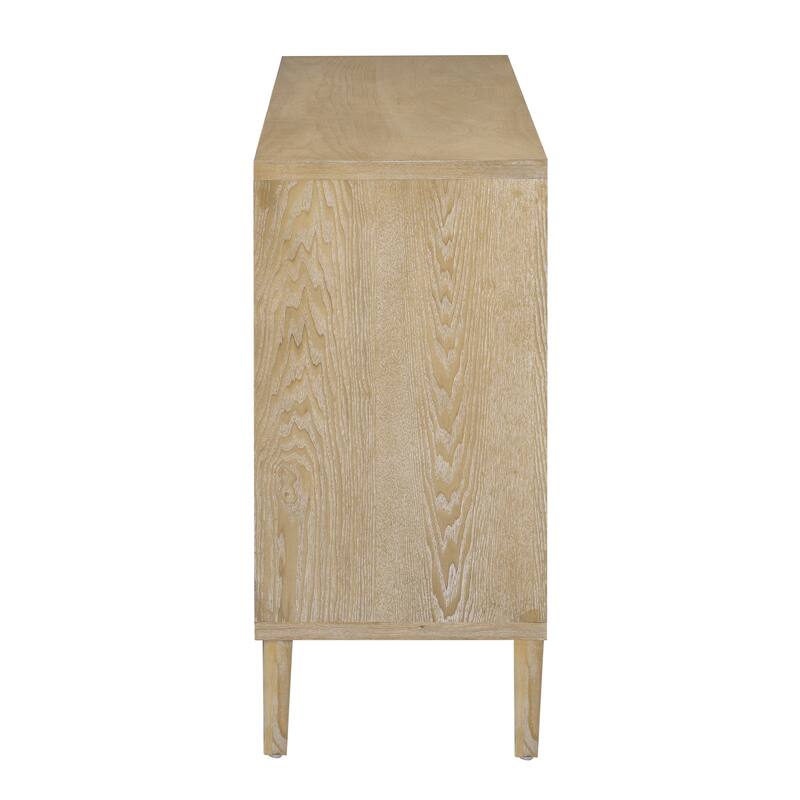Large Kitchen Sideboard Cabinet, Multifunctional Wooden Storage Cabinet, Entryway Table with Shelf, 4 Doors & Hidden Handle