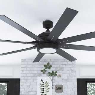 62" Honeywell Xerxes Indoor Contemporary Ceiling Fan with Remote, Matte Black