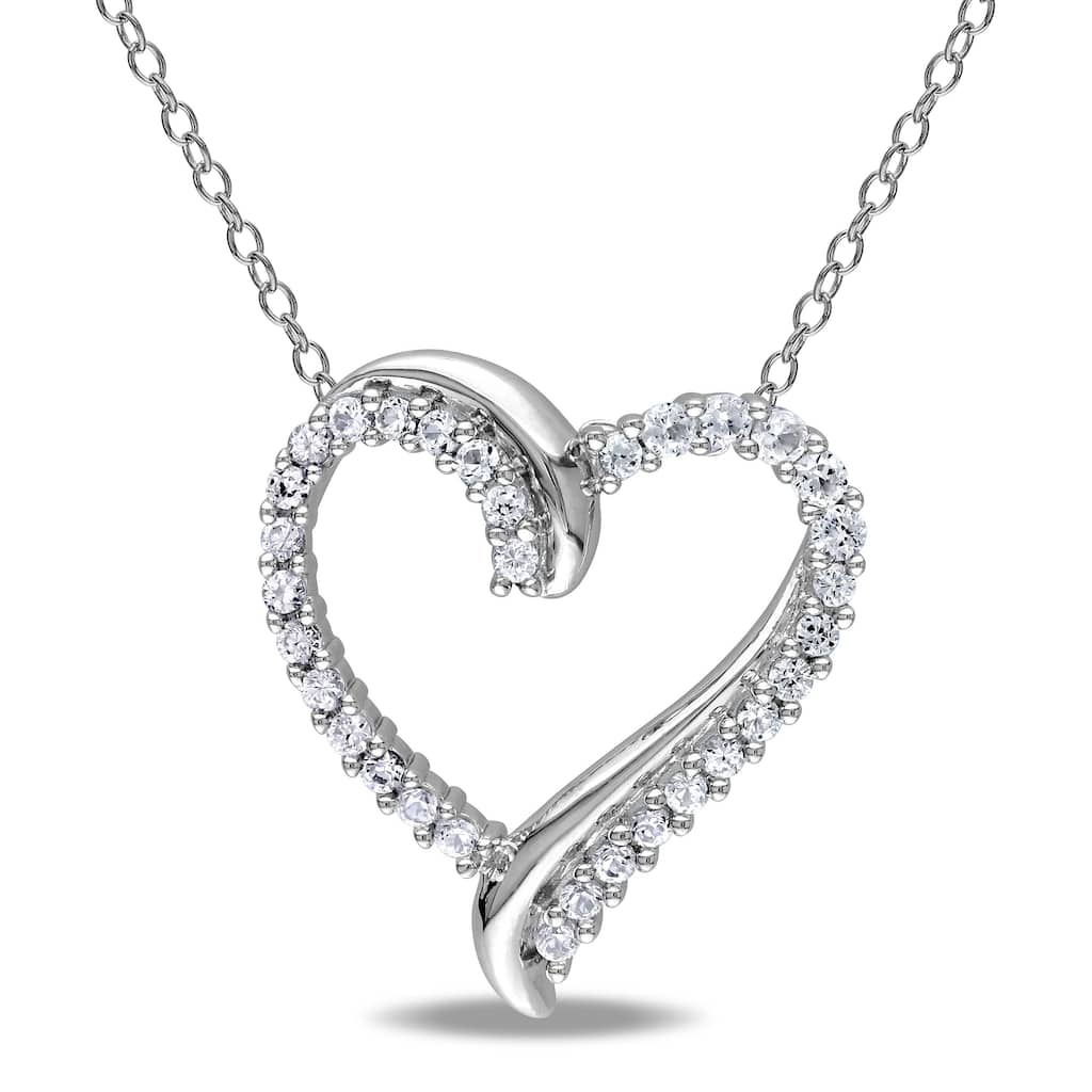 Miadora Silver 3/4ct TGW Created White Sapphire Heart Pendant