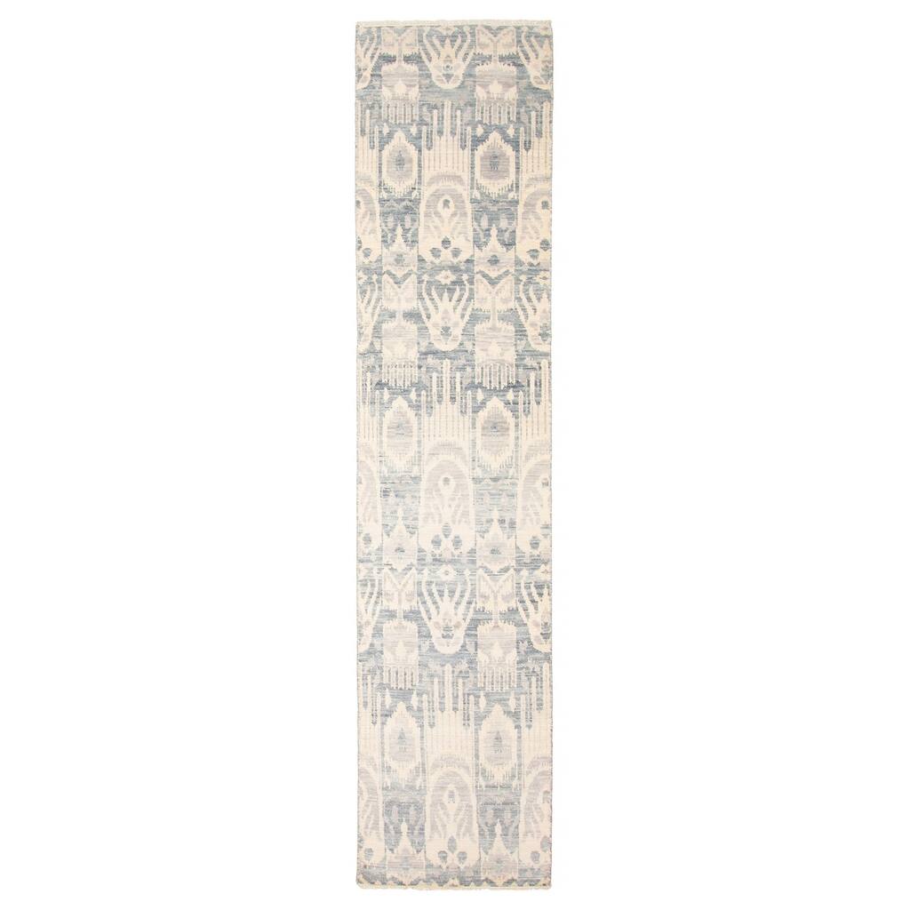 ECARPETGALLERY Hand-knotted Mystique Cream Wool Rug - 2'8 x 12'1