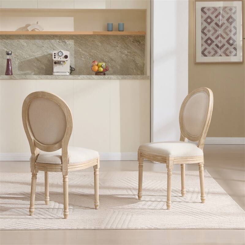 Set of 2 French Country Dining Chairs - Beige
