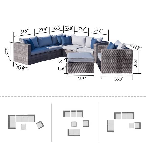 Corvus Sevilla Grey Wicker 7-piece Outdoor Sofa Set - On Sale - Bed ...