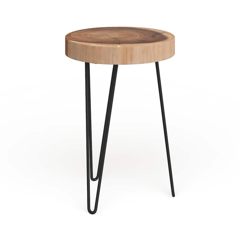 East at Main Cross-cut Wood Slab Side Table with Iron Legs