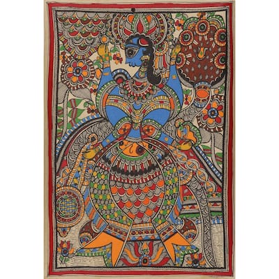 Novica Handmade Matsya Avatar Madhubani Painting