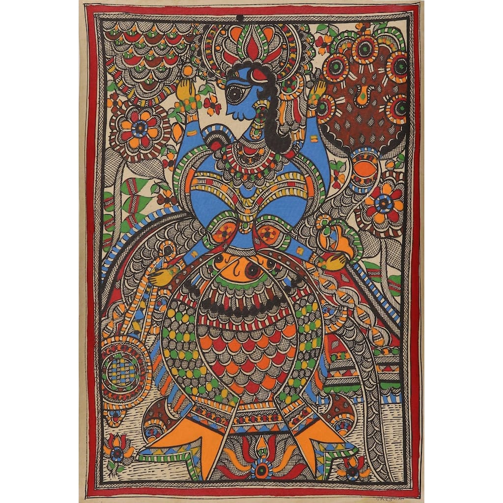 Novica Handmade Matsya Avatar Madhubani Painting