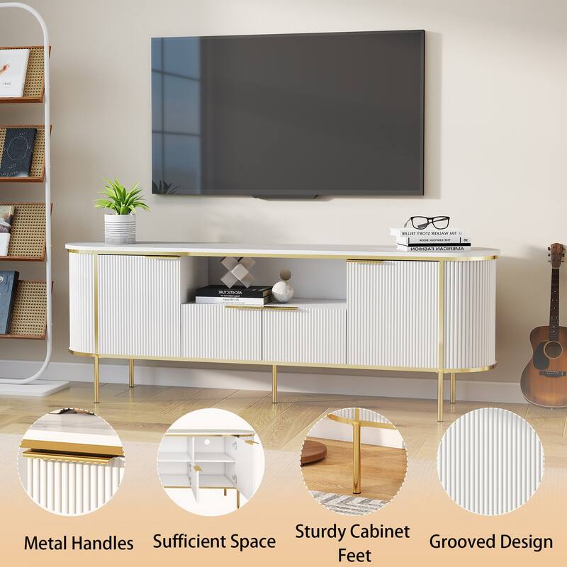 Rectangular TV Stand for TV's up to 75" with Open Storage