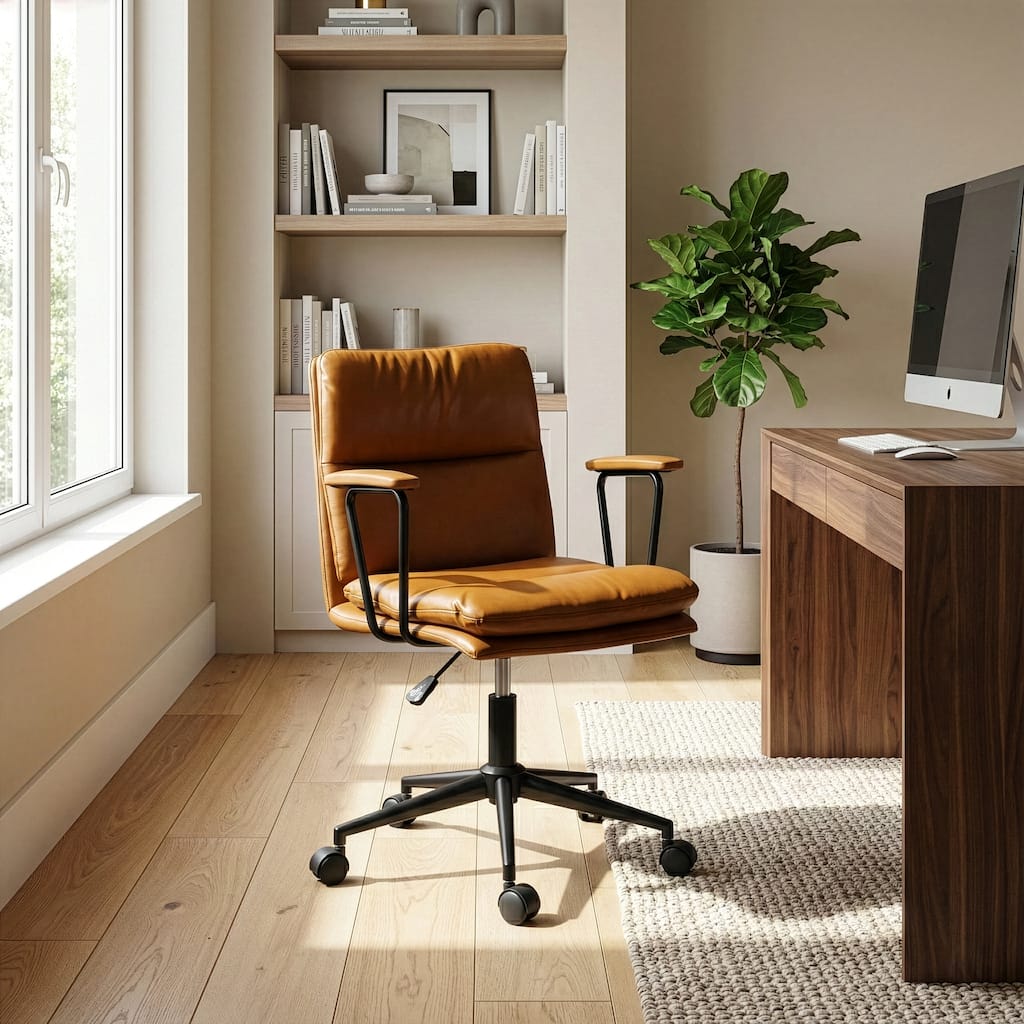 Avalee Cappuccino Faux Leather Adjustable Height Swivel Office Chair