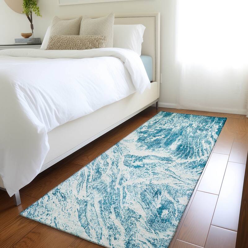 Premium Washable Super Soft Modern Tide Mayfield Rug - Teal - 2'3" x 7'6"