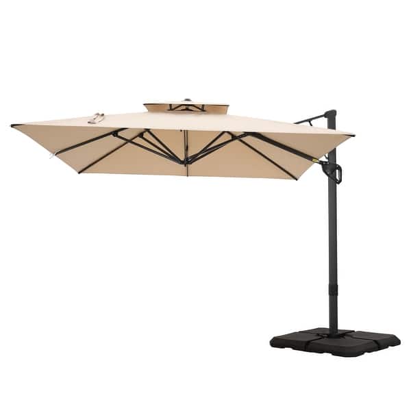 MAISON ARTS 12 ft Automatic Hydraulic Cantilever Umbrella Aluminum Pole 360 Degree Rotation - Grey-No Weights MAISON ARTS 12 ft Automatic Hydraulic Cantilever Umbrella Aluminum Pole 360 Degree Rotation - Grey-No Weights