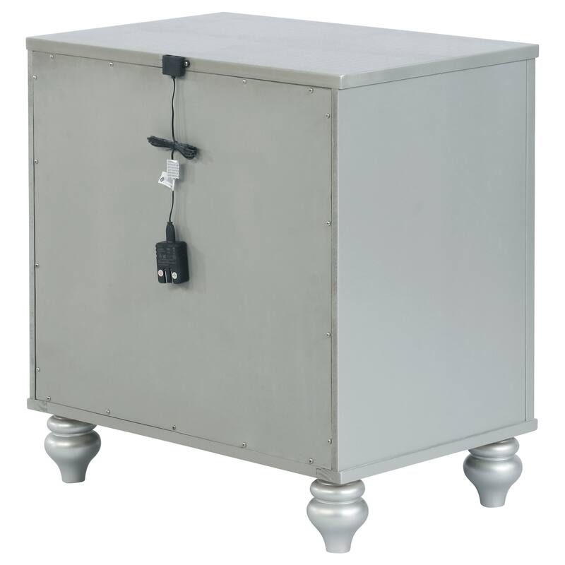 Menlo Silver Metallic 2-drawer Nightstand