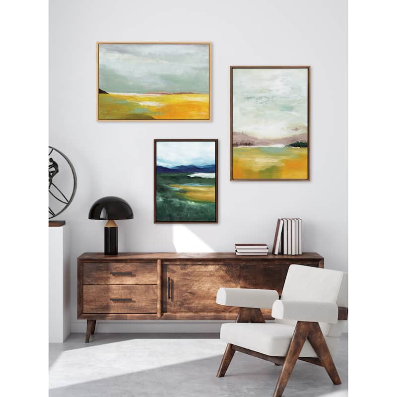 Kate and Laurel Sylvie Misty Green Framed Canvas by Nikita Jariwala