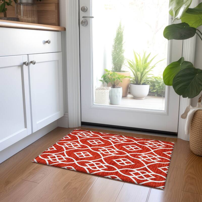 Machine Washable Indoor/ Outdoor Chantille Trellis Modern Rug