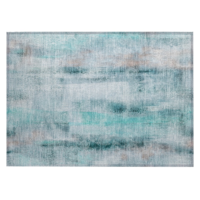 Machine Washable Indoor/ Outdoor Modern Imprints Chantille Rug