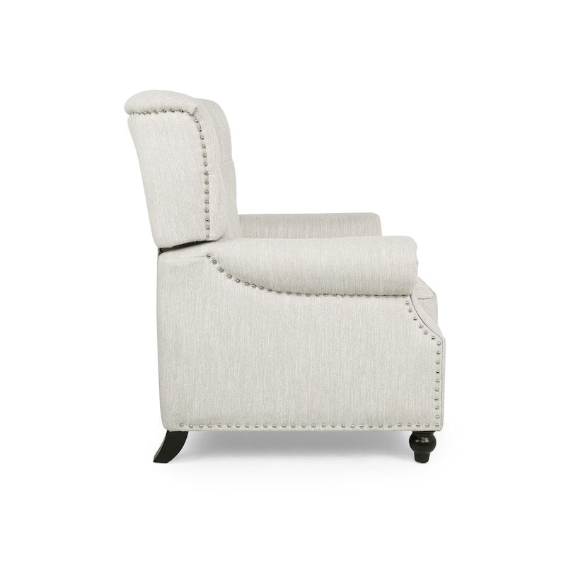 Mid Century Recliner Chair for Adults, Modern Fabric Push Back Recliner Chairs with Button Tufted Upholstered Back & Footrest
