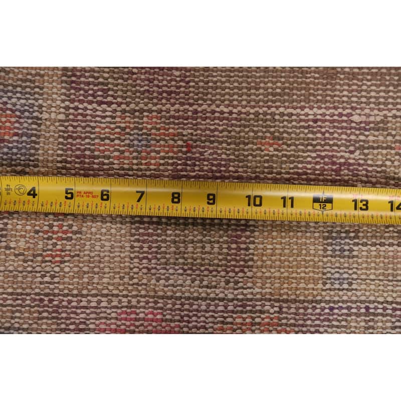 Hand Knotted Oriental 100% Wool Carpet Traditional Geometric Brown Lori Runner Rug - 12' 7'' X 4' 8''